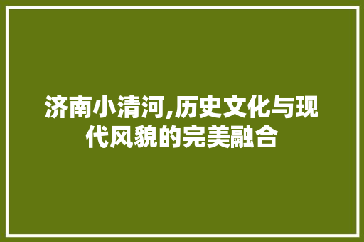 济南小清河,历史文化与现代风貌的完美融合