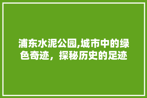 浦东水泥公园,城市中的绿色奇迹，探秘历史的足迹