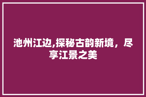 池州江边,探秘古韵新境，尽享江景之美