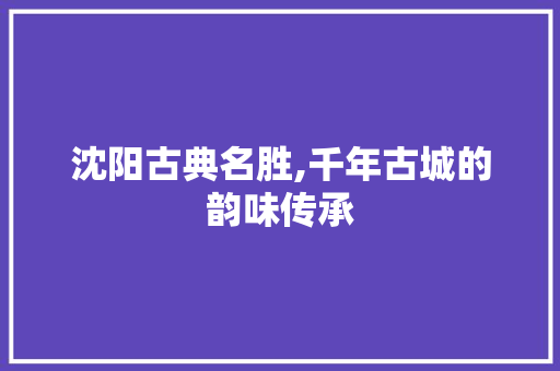 沈阳古典名胜,千年古城的韵味传承