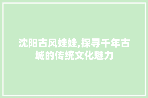 沈阳古风娃娃,探寻千年古城的传统文化魅力