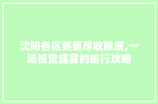 沈阳各区美景尽收眼底,一场视觉盛宴的旅行攻略