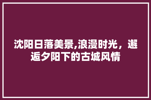 沈阳日落美景,浪漫时光，邂逅夕阳下的古城风情  第1张