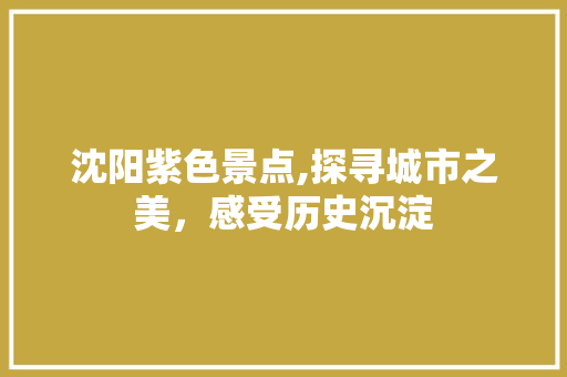 沈阳紫色景点,探寻城市之美，感受历史沉淀