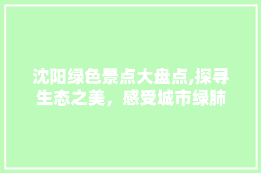 沈阳绿色景点大盘点,探寻生态之美，感受城市绿肺