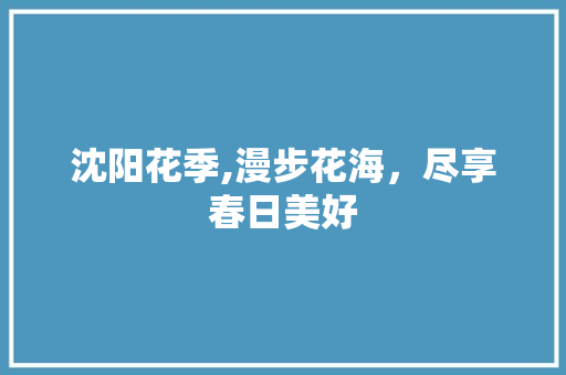 沈阳花季,漫步花海，尽享春日美好