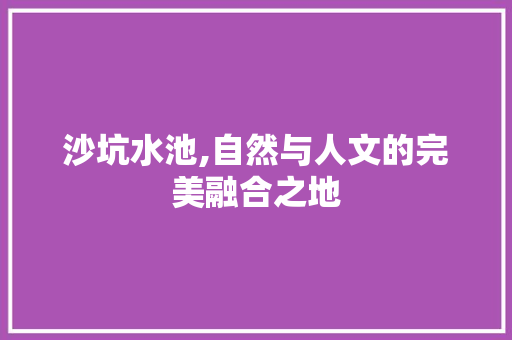 沙坑水池,自然与人文的完美融合之地  第1张