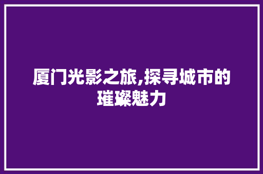 厦门光影之旅,探寻城市的璀璨魅力