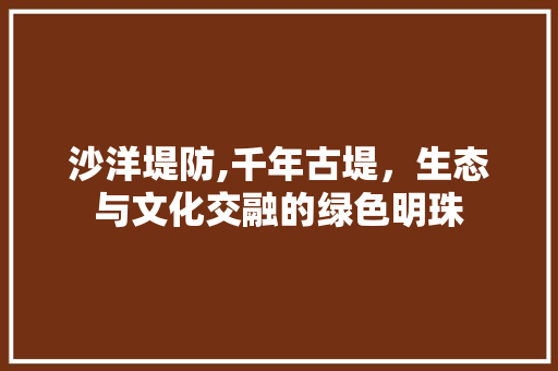 沙洋堤防,千年古堤，生态与文化交融的绿色明珠  第1张