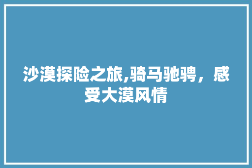 沙漠探险之旅,骑马驰骋，感受大漠风情