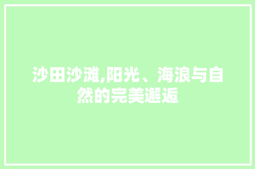 沙田沙滩,阳光、海浪与自然的完美邂逅