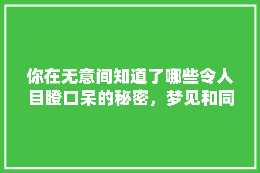 你在无意间知道了哪些令人目瞪口呆的秘密，梦见和同学一起去旅游拍照。  第1张