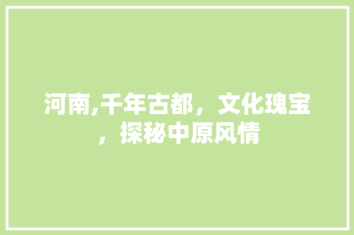 河南,千年古都，文化瑰宝，探秘中原风情  第1张