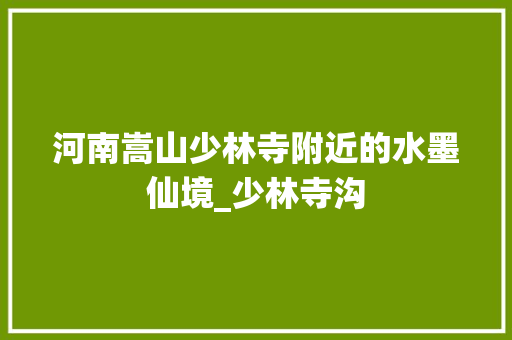 河南嵩山少林寺附近的水墨仙境_少林寺沟  第1张