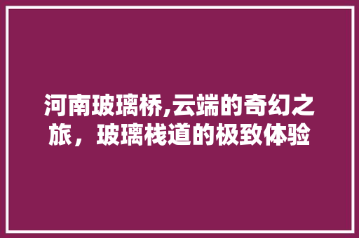 河南玻璃桥,云端的奇幻之旅，玻璃栈道的极致体验