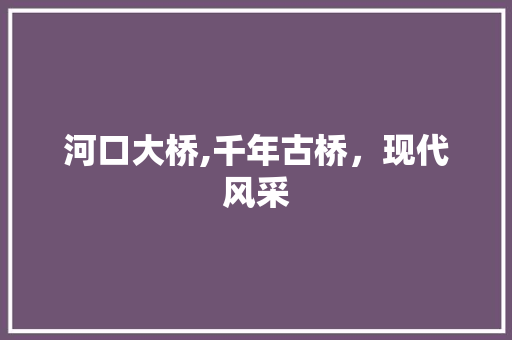 河口大桥,千年古桥，现代风采