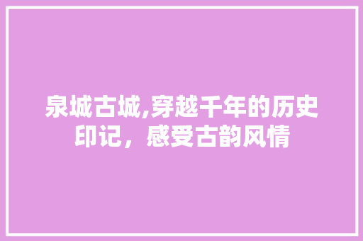 泉城古城,穿越千年的历史印记，感受古韵风情