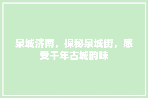 泉城济南，探秘泉城街，感受千年古城韵味