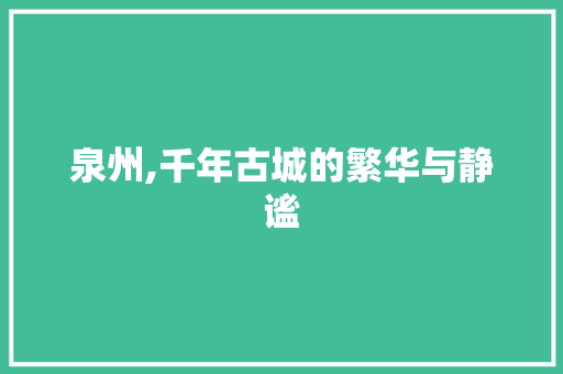 泉州,千年古城的繁华与静谧  第1张