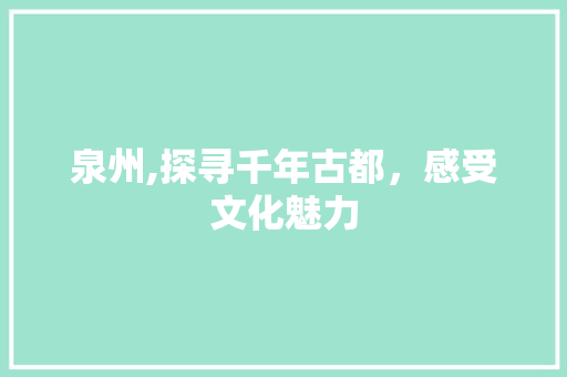 泉州,探寻千年古都，感受文化魅力  第1张