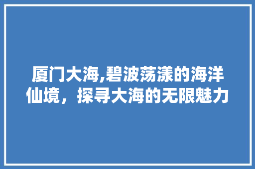 厦门大海,碧波荡漾的海洋仙境，探寻大海的无限魅力