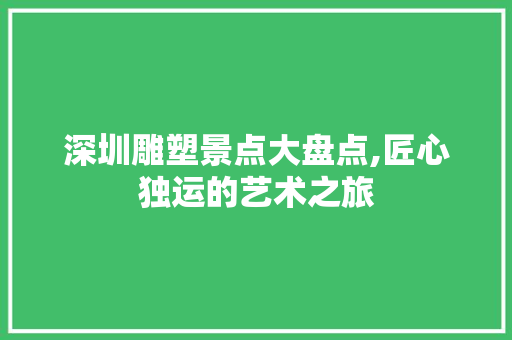 深圳雕塑景点大盘点,匠心独运的艺术之旅