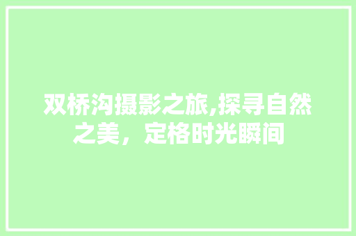 双桥沟摄影之旅,探寻自然之美，定格时光瞬间  第1张