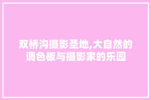 双桥沟摄影圣地,大自然的调色板与摄影家的乐园  第1张