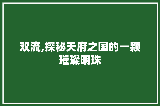 双流,探秘天府之国的一颗璀璨明珠