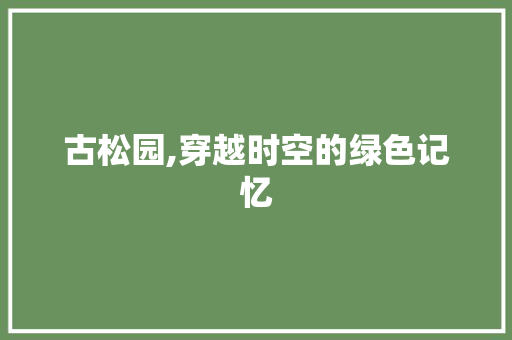 古松园,穿越时空的绿色记忆