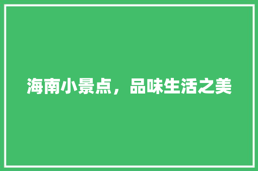 海南小景点，品味生活之美  第1张