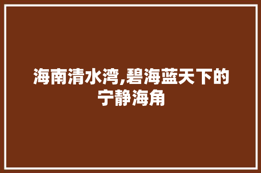 海南清水湾,碧海蓝天下的宁静海角  第1张