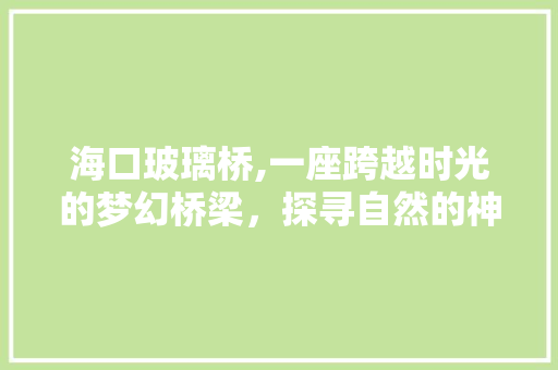 海口玻璃桥,一座跨越时光的梦幻桥梁，探寻自然的神秘魅力