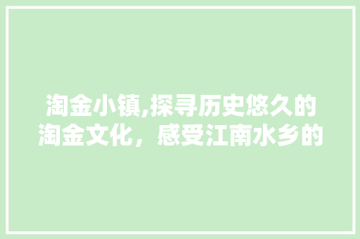 淘金小镇,探寻历史悠久的淘金文化，感受江南水乡的独特魅力  第1张