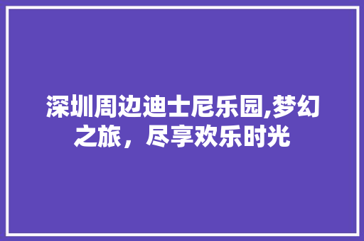 深圳周边迪士尼乐园,梦幻之旅，尽享欢乐时光