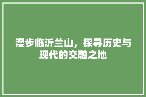 漫步临沂兰山，探寻历史与现代的交融之地