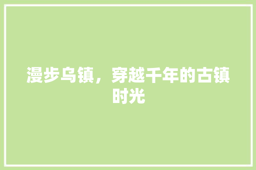 漫步乌镇，穿越千年的古镇时光  第1张