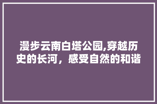 漫步云南白塔公园,穿越历史的长河，感受自然的和谐