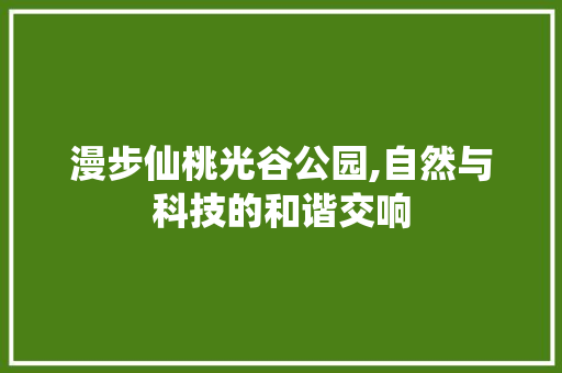 漫步仙桃光谷公园,自然与科技的和谐交响