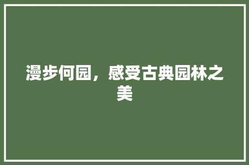 漫步何园，感受古典园林之美