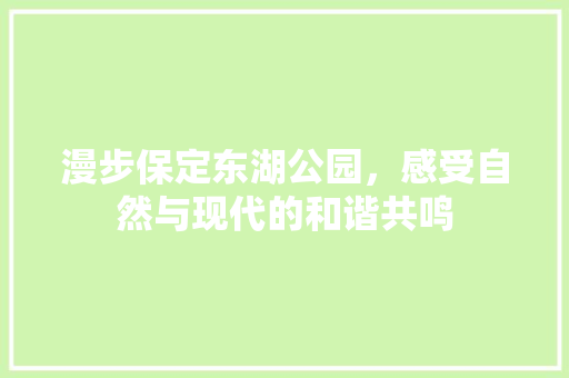 漫步保定东湖公园，感受自然与现代的和谐共鸣  第1张