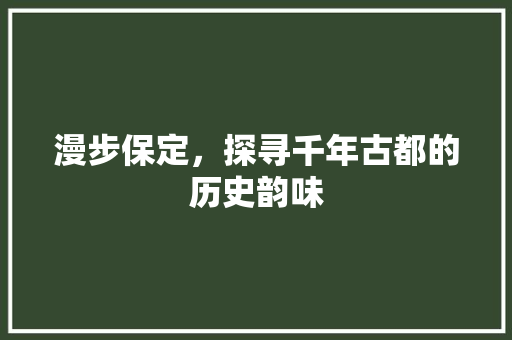 漫步保定，探寻千年古都的历史韵味