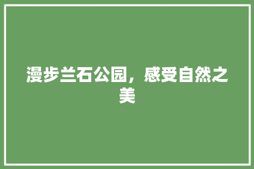 漫步兰石公园，感受自然之美