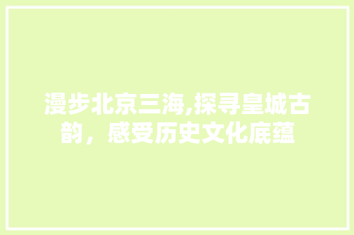 漫步北京三海,探寻皇城古韵，感受历史文化底蕴