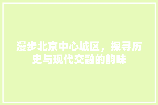 漫步北京中心城区，探寻历史与现代交融的韵味