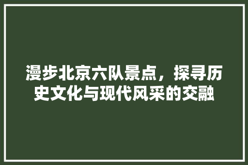 漫步北京六队景点，探寻历史文化与现代风采的交融