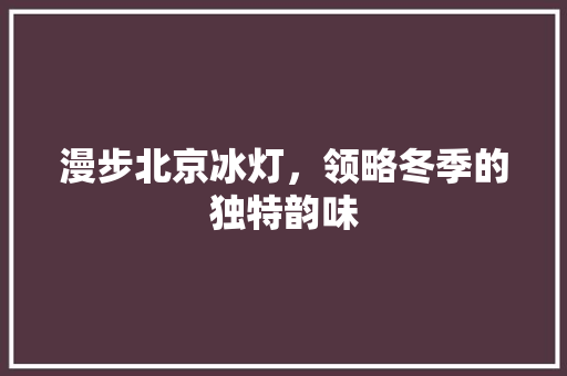 漫步北京冰灯，领略冬季的独特韵味