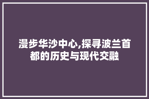 漫步华沙中心,探寻波兰首都的历史与现代交融