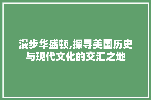 漫步华盛顿,探寻美国历史与现代文化的交汇之地