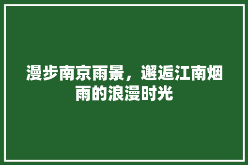 漫步南京雨景，邂逅江南烟雨的浪漫时光